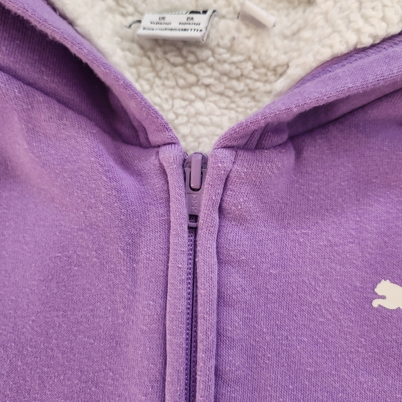 Puma Kids Girl Sz XL Purple Zip-Up Fleece Lined Cozy Hoodie Jacket Fall Winter - Picture 4 of 8